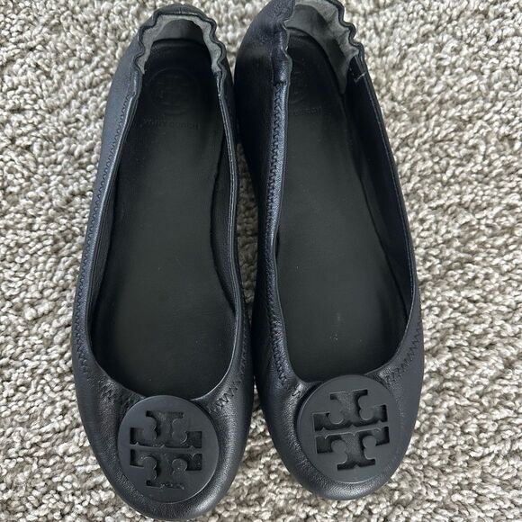 Tory Burch Minnie Travel Ballet Flat | Black Leather Size 7 - Picture 5 of 8